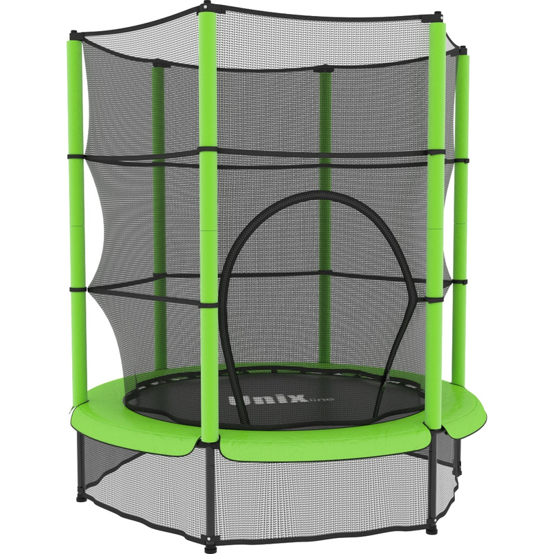Изображение товара Детский каркасный батут Unix Line 4.6 ft Kids Green с сеткой и защитным матом