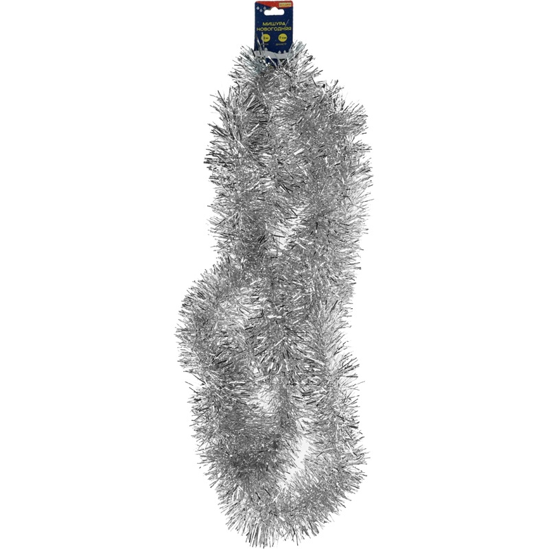 Изображение товара Мишура ёлочная новогодняя Miland серебристая 200x7 см украшение интерьера