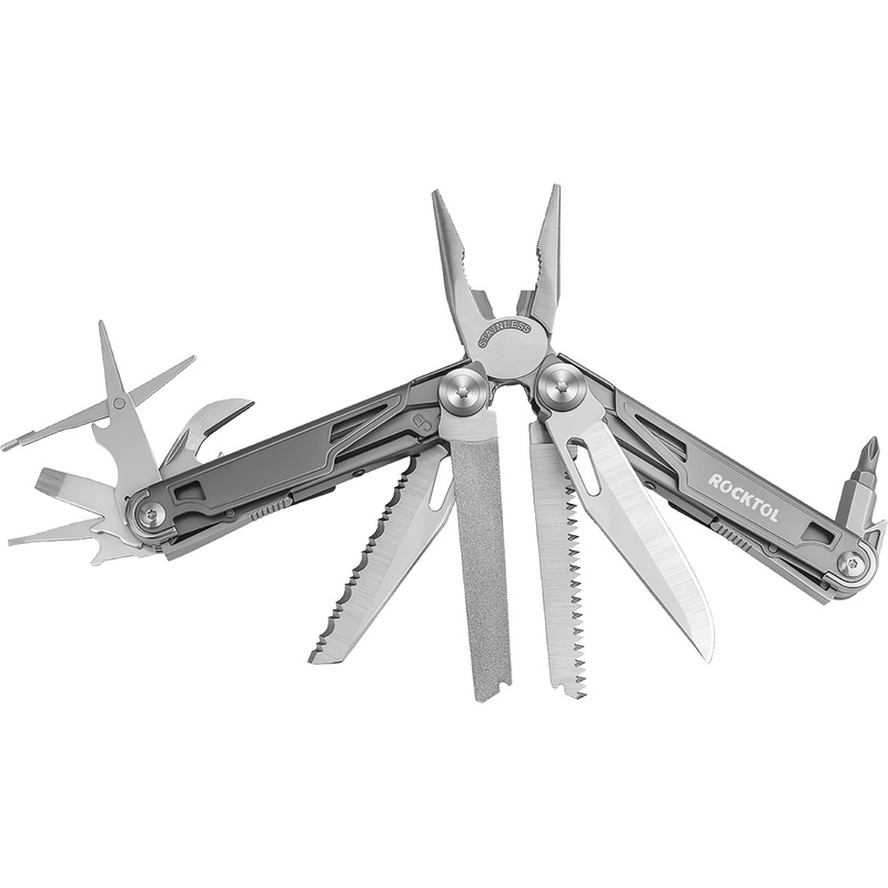 Изображение товара Мультитул Rocktol 19 функций серый серебристый компактный из нержавеющей стали