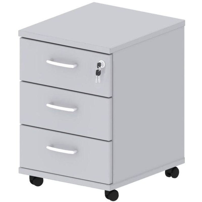 Изображение товара Тумба подкатная Комус Мебель Easy One серый с замком 3 ящика
