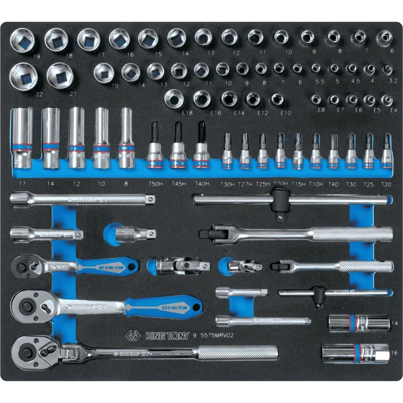 Изображение товара Набор головок King Tony 1/4" и 3/8" 75 предметов (9-5575MRV02)