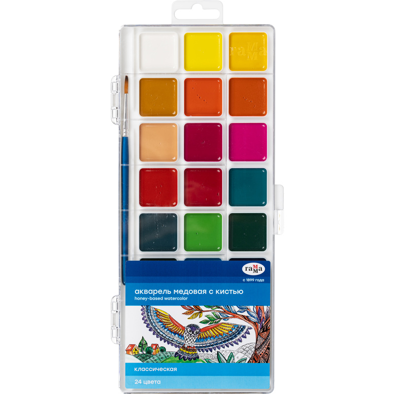 Изображение товара Краски акварельные медовые Гамма Классическая 24 цвета