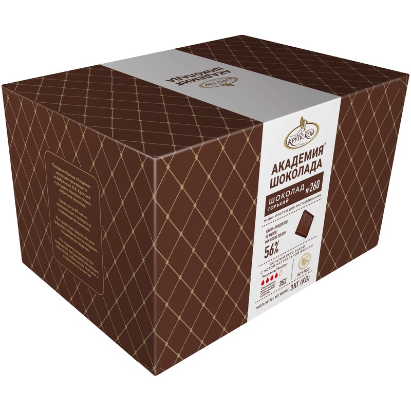 Изображение товара Горький шоколад Академия шоколада №260 56% какао 3 кг для кондитеров