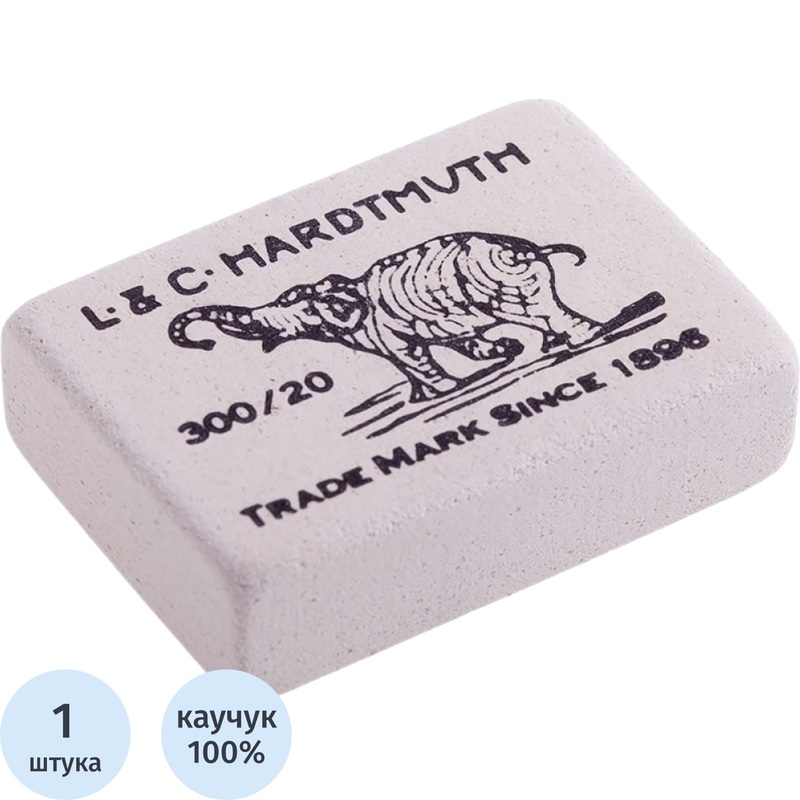 Изображение товара Ластик Koh-I-Noor Elephant 300/20 из натурального каучука прямоугольный 12х45х31 мм