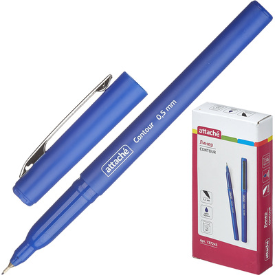 Линер Attache Contour синий c металлическим клипом (толщина линии 0.5 мм) – купить по выгодной цене в интернет-магазине | 737243