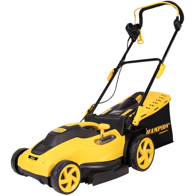 Изображение товара Электрическая газонокосилка Champion EM3815 с регулировкой высоты и травосборником 45 л