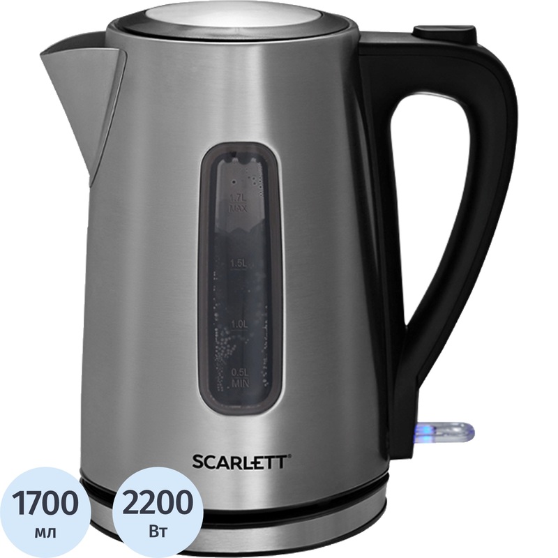 Изображение товара Scarlett SC-EK21S13 — серебристый 1,7 л, 2200 Вт, автоматическое отключение