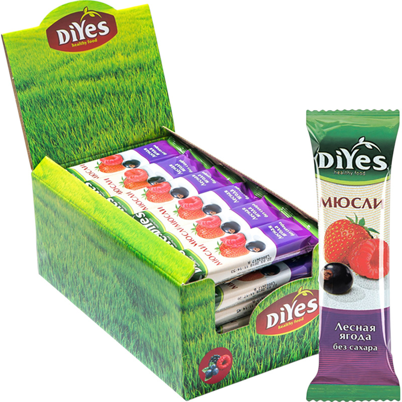 Изображение товара Батончик мюсли DiYes Лесная ягода без сахара 25 г