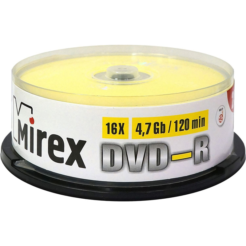 Изображение товара Диск DVD-R Mirex 4.7 ГБ 16x Cake Box 25 штук