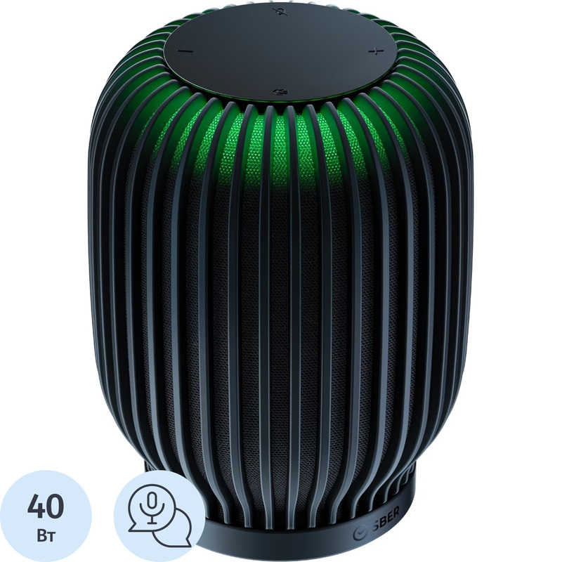 Изображение товара Умная колонка Sber SberBoom чёрная с подсветкой с голосовым управлением Wi-Fi Bluetooth