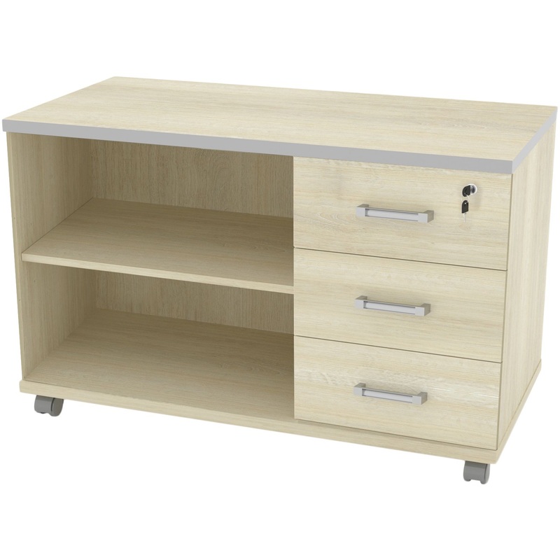 Изображение товара Тумба подкатная Комус Мебель Сатурн-Д ясень 3 ящика замок для офиса