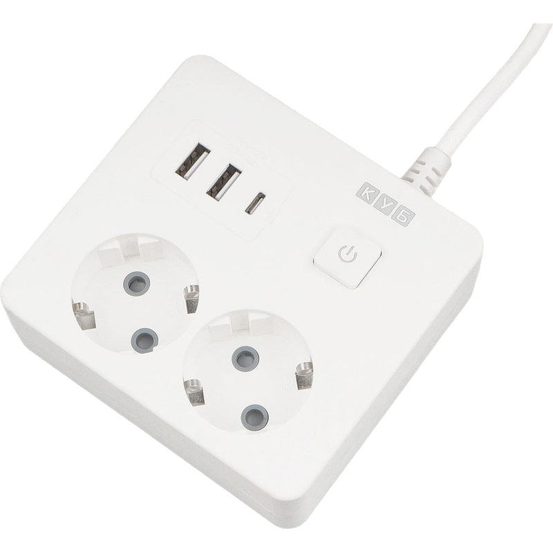 Изображение товара Удлинитель Power Cube 2 розетки USB 1.9 м заземление выключатель белый
