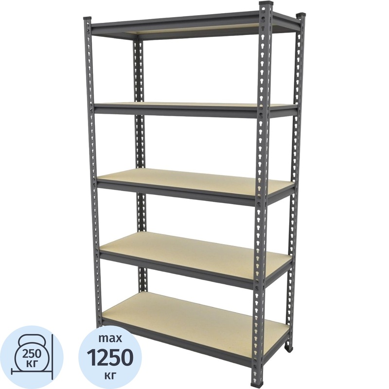 Изображение товара Стеллаж металлический Everest Beamy Simple 5 полок 1200х400х1800 мм