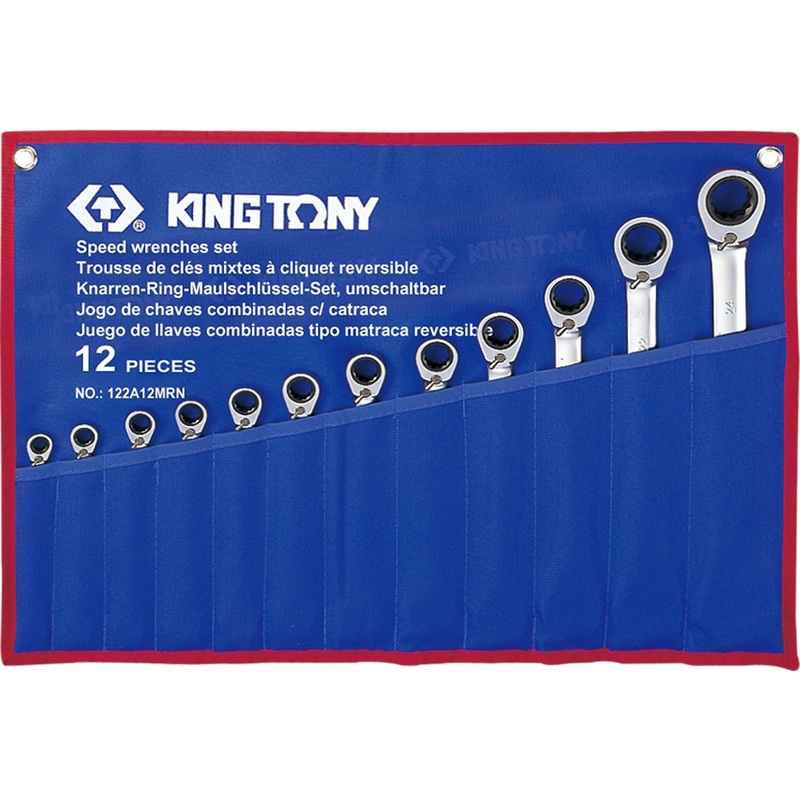 Изображение товара Набор гаечных ключей King Tony 8-24 мм с трещоткой в чехле 12 штук 122A12MRN