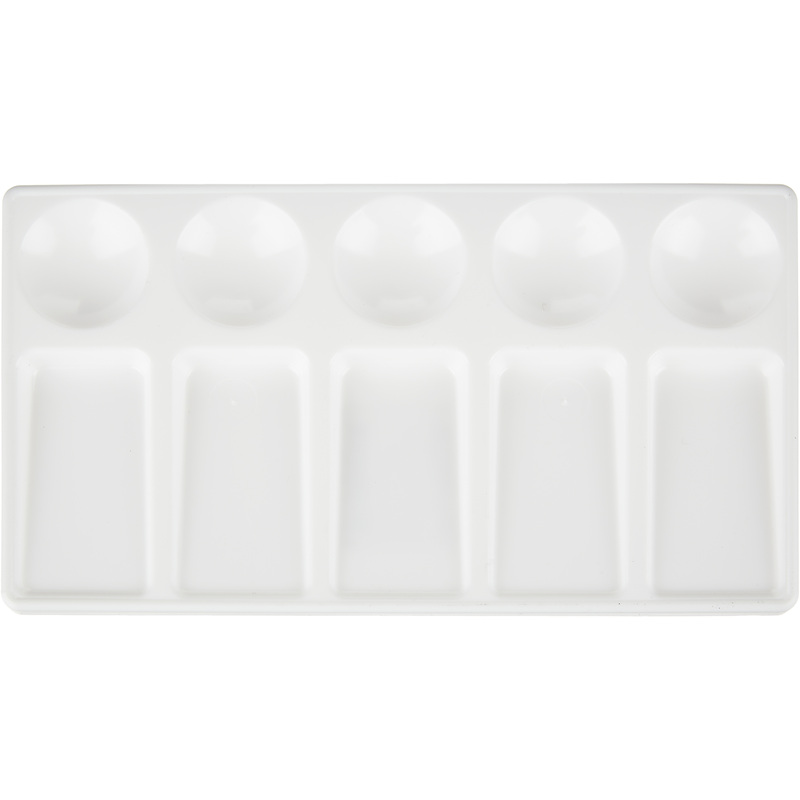 Изображение товара Пластиковая палитра прямоугольная белая 5 отделений для красок и смешивания