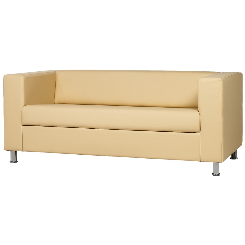 Изображение товара Диван трехместный Аполло светло-бежевый из искусственной кожи