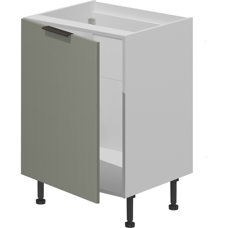 Изображение товара Шкаф кухонный база под мойку VOK BM1D_72_60 (платиновый зелёный/белый шагрень, 600х530х870 мм)