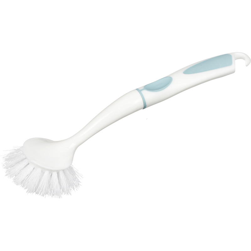 Изображение товара Щетка для мытья посуды Spin&clean Софтэль средней жёсткости 260x75 мм белая/бирюзовая