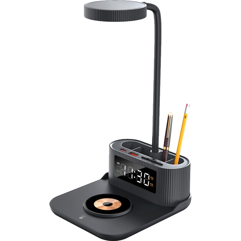 Изображение товара Подставка-стакан для канцелярских принадлежностей с беспроводной зарядкой Crolly черная 13x15.8x45 