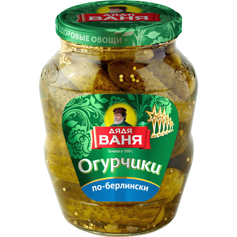 Изображение товара Огурцы Дядя Ваня По-Берлински маринованные 680 г натуральные овощные консервы Россия