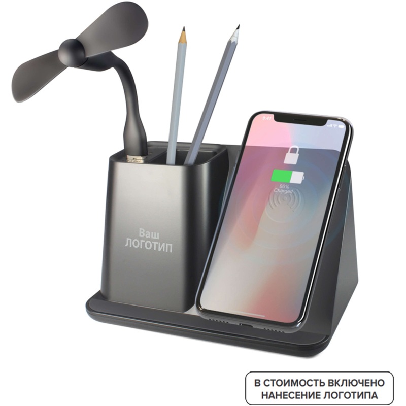 Изображение товара Органайзер настольный Mercury черный (10 штук в упаковке) с лого