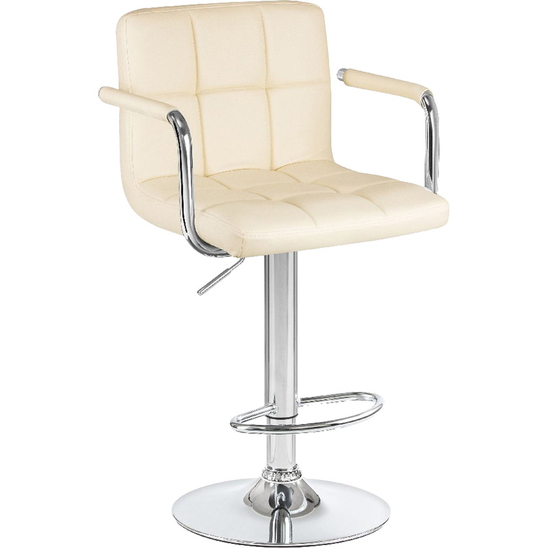 Изображение товара Барный стул Dobrin Kruger arm кремовый хромированный искусственная кожа металл