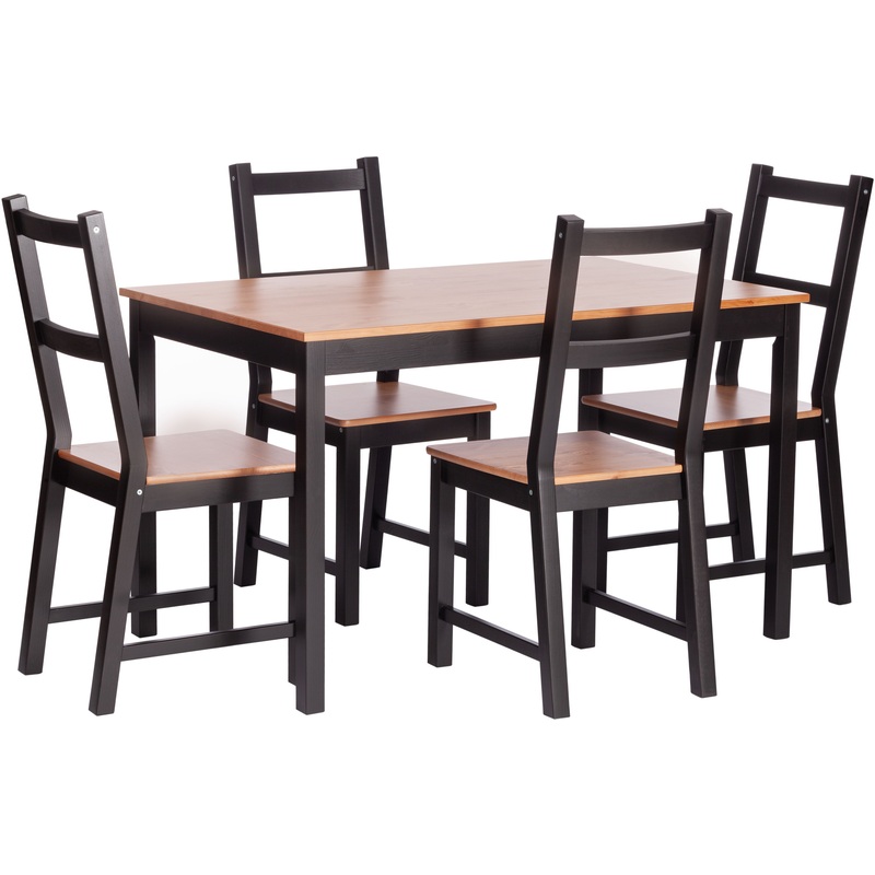 Изображение товара Обеденный комплект мебели Bereza Соната массив сосны черный 4 стула и стол