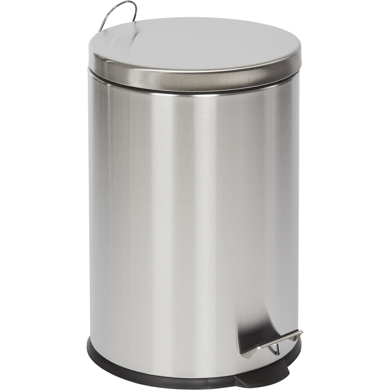 Изображение товара Уценка. Ведро мусорное Luscan 20 л нержавеющая сталь с педалью с крышкой серебристое (43.8x29x29 см)