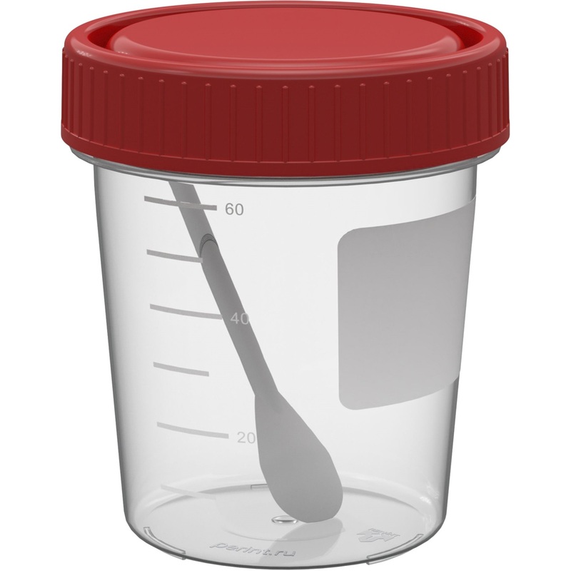 Изображение товара Контейнер для сбора биоматериалов 60 мл с лопаткой нестерильный Перинт