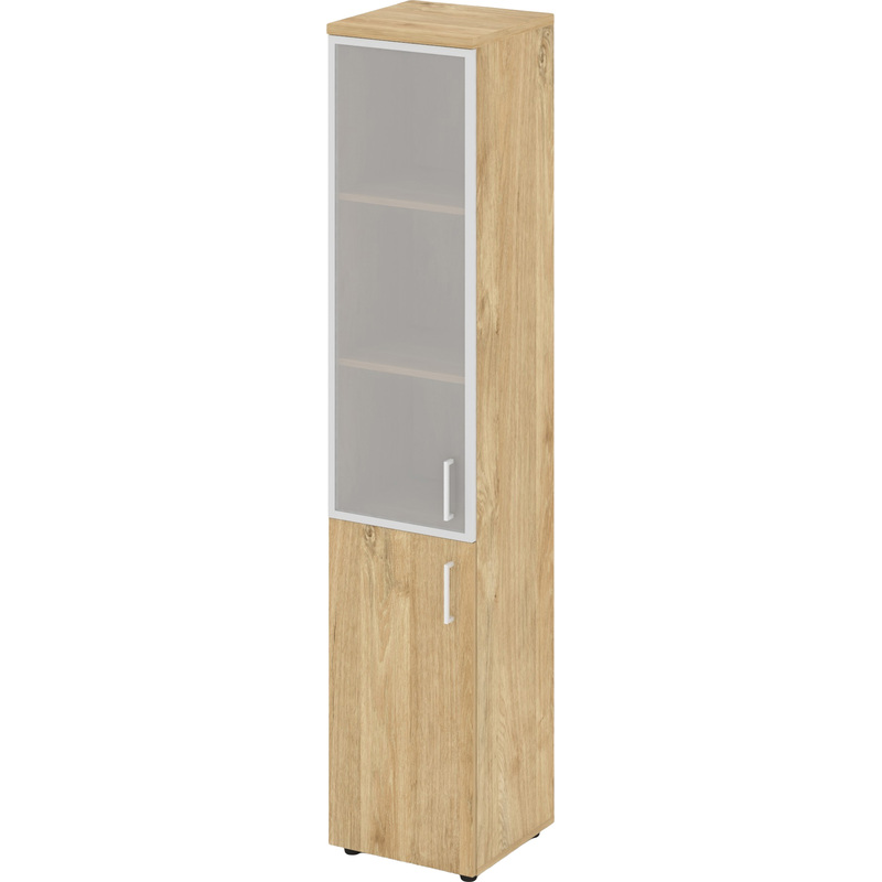 Изображение товара Шкаф для документов Style Project SN.STU-103(R) закрытый со стеклом тиквуд светлый/белый 400x400x1982 мм Изображение товара Шкаф для документов Style Project SN.STU-103(R) закрытый со стеклом тиквуд светлый/белый 400x400x1982 мм