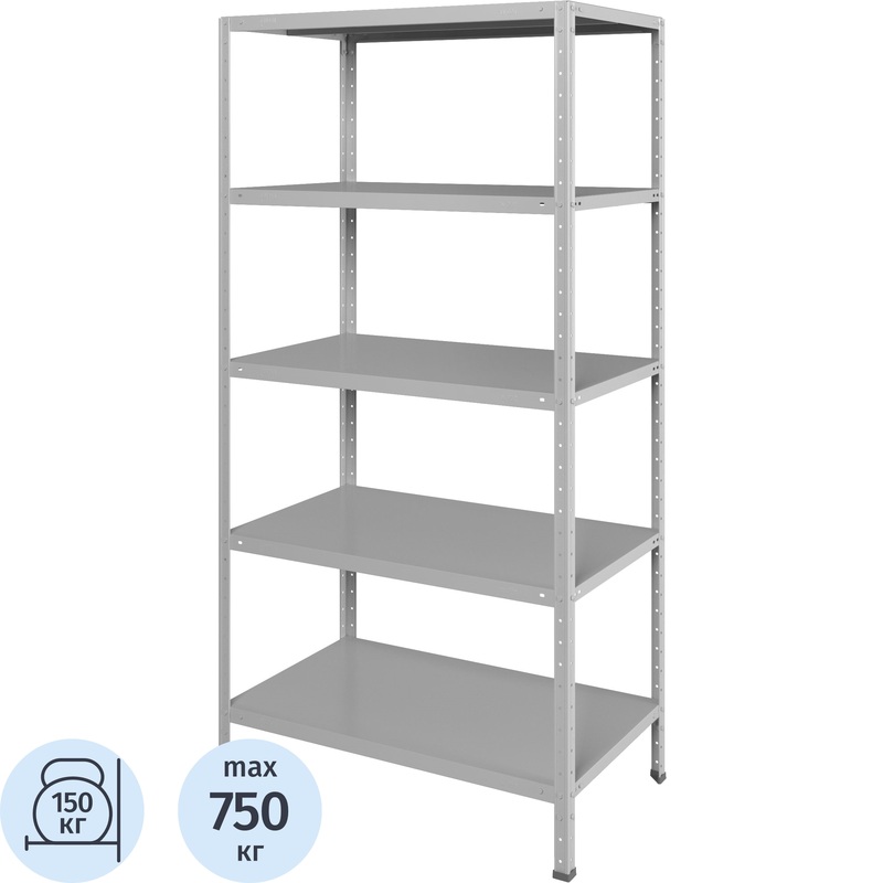 Изображение товара Металлический стеллаж Практик MS Strong 200/100х60/5 5 полок серый