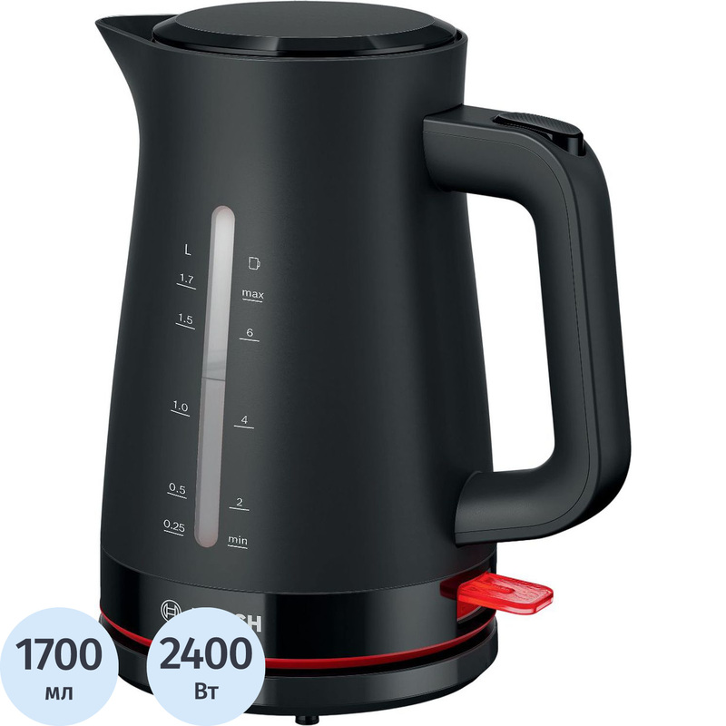 Изображение товара Электрический чайник Bosch TWK3M123 черный - 2400 Вт, 1.7 л