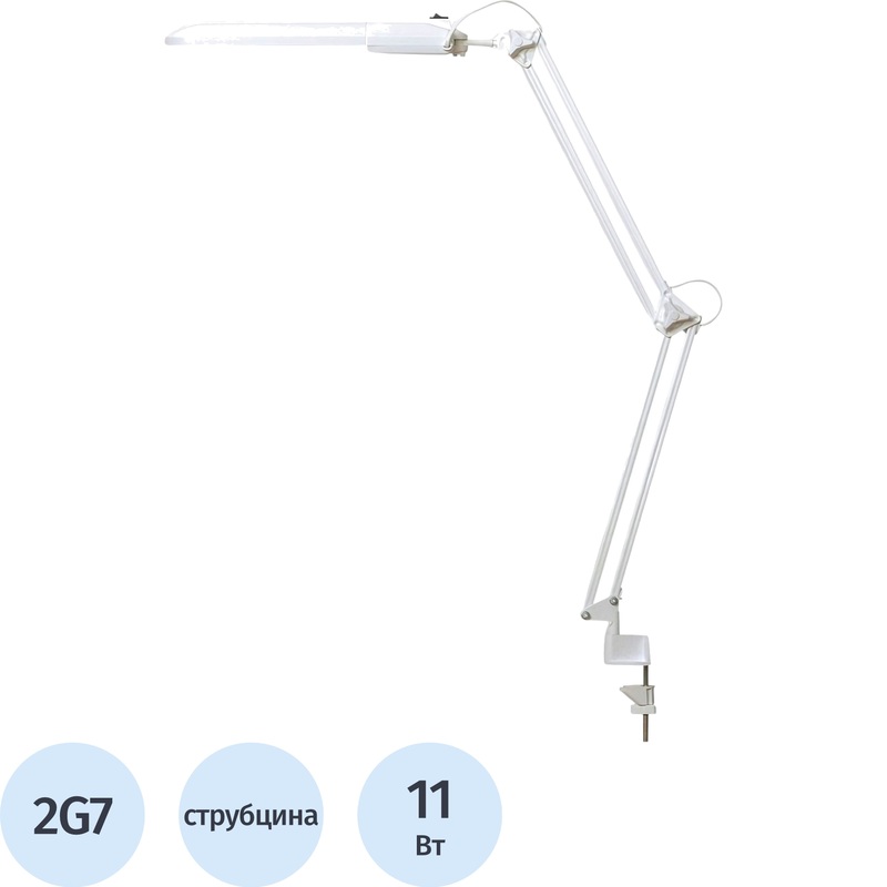 Изображение товара Светильник настольный Трансвит Дельта белый (металло-пластиковая струбциина)