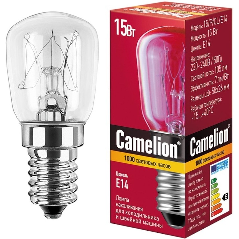 Изображение товара Лампа накаливания Camelion 15 Вт E14 S 2700 К 105 Лм (12116)