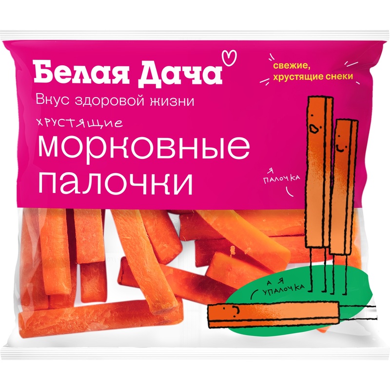 Изображение товара Морковные палочки Белая Дача 5 штук - полезный перекус из натуральной моркови