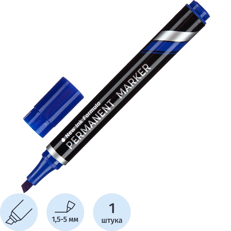 Изображение товара Маркер перманентный Deli Think EU10130 синий (толщина линии 1.5-5 мм) скошенный наконечник