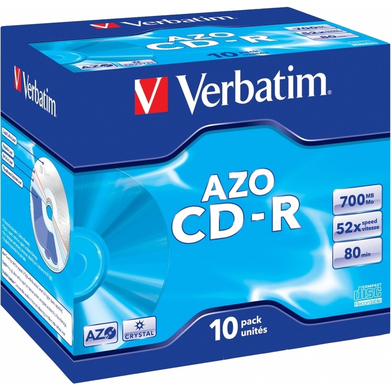 Изображение товара Диск CD-R Verbatim 700 МБ 52x jewel 43327 (10 шт в упаковке)