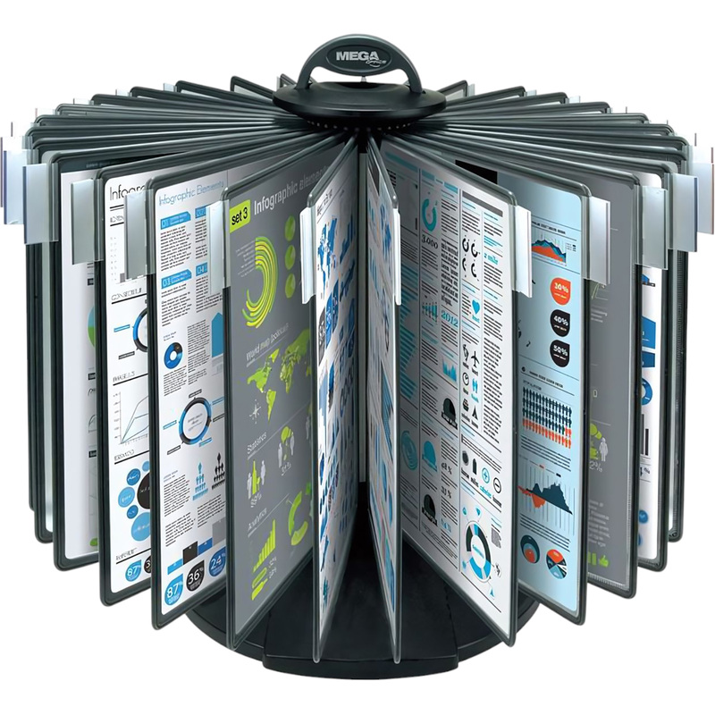 Изображение товара Демосистема настольная ProMega office вращающаяся с 30 панелями формата A4 серого цвета