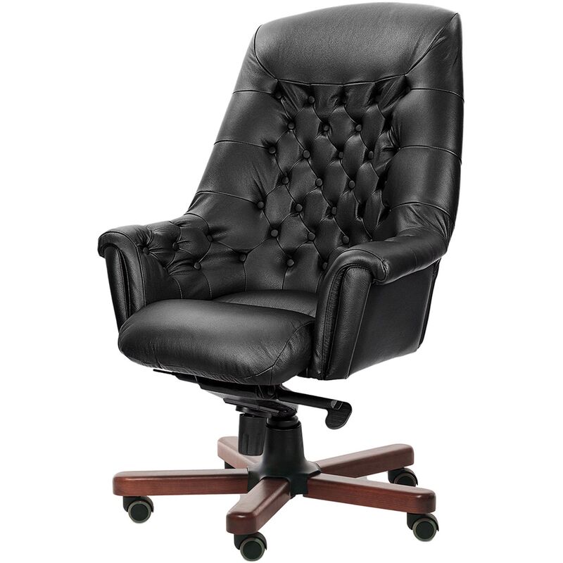 Изображение товара Кресло для руководителя Multi-Office Zurich A чёрное (натуральная кожа с компаньоном, металл)