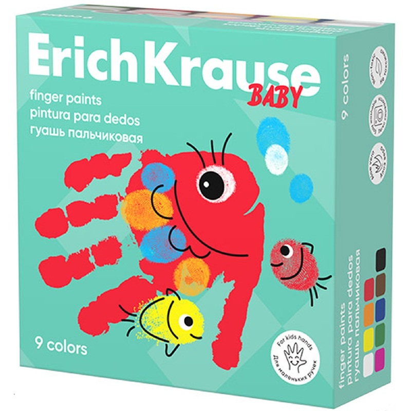 Изображение товара Гуашь ErichKrause Baby с Алоэ Вера 9 цветов по 20 мл