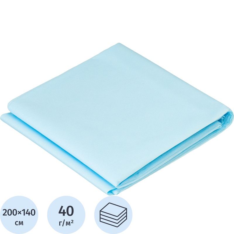 Изображение товара Одноразовая стерильная простыня Гекса 200x140 см голубая плотность 40 г/кв.м для медицины и салонов
