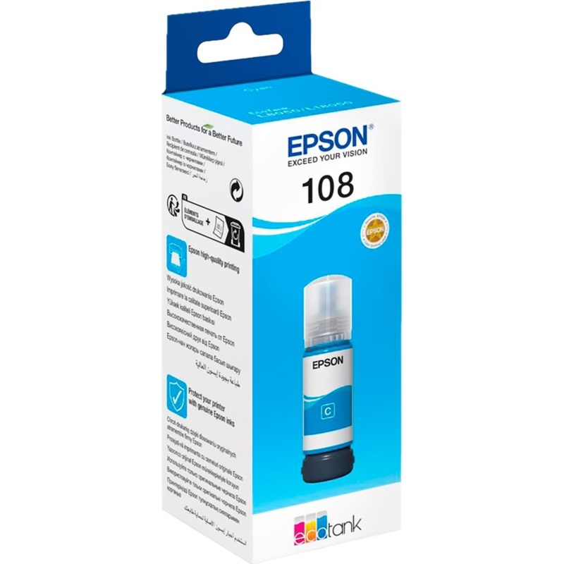 Изображение товара Чернила Epson 108 C13T09C24A голубые оригинальные для Epson