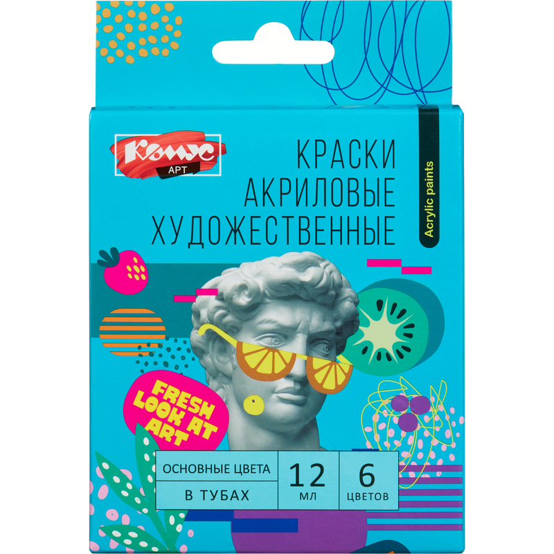 Изображение товара Краски акриловые Комус Арт Студия набор 6 цветов по 12 мл в тубах