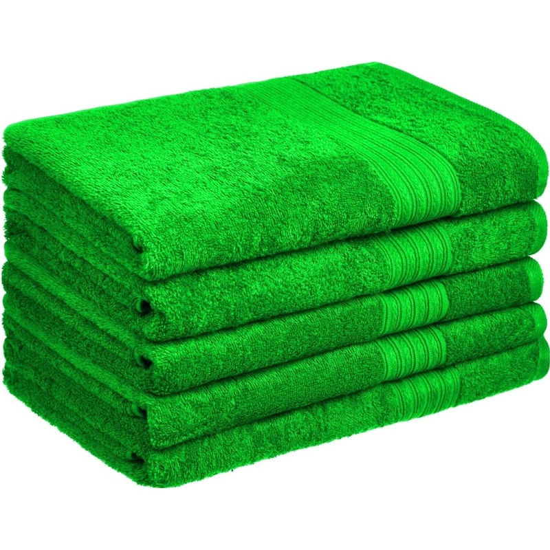Изображение товара Набор махровых полотенец Luscan 70х140 см 400 г/кв.м салатовые 5 штук