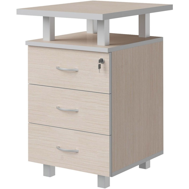 Изображение товара Тумба приставная Swift с замком (дуб шамони светлый/серый, 450х600х750 мм, 3 ящика)