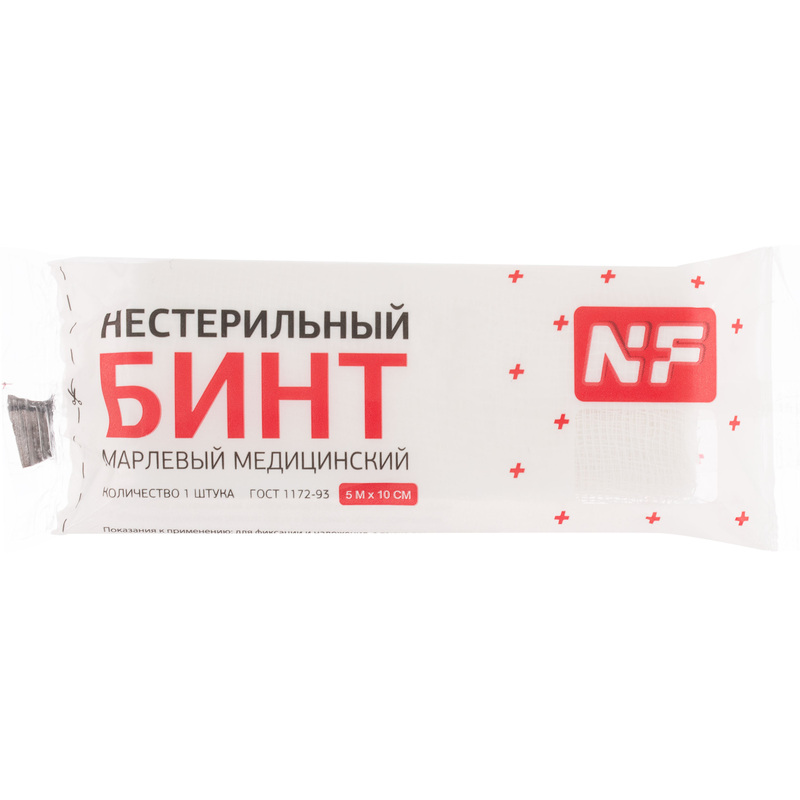Изображение товара Бинт марлевый Ньюфарм нестерильный 5 м х 10 см плотность 32 г