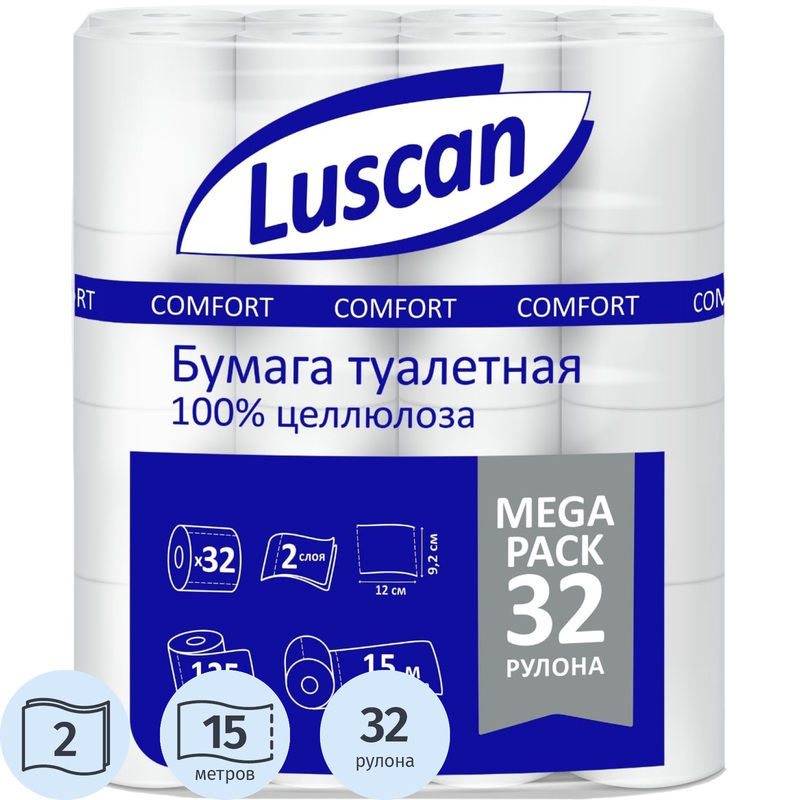 Изображение товара Бумага туалетная Luscan Comfort MegaPack 2-слойная белая 32 рулона