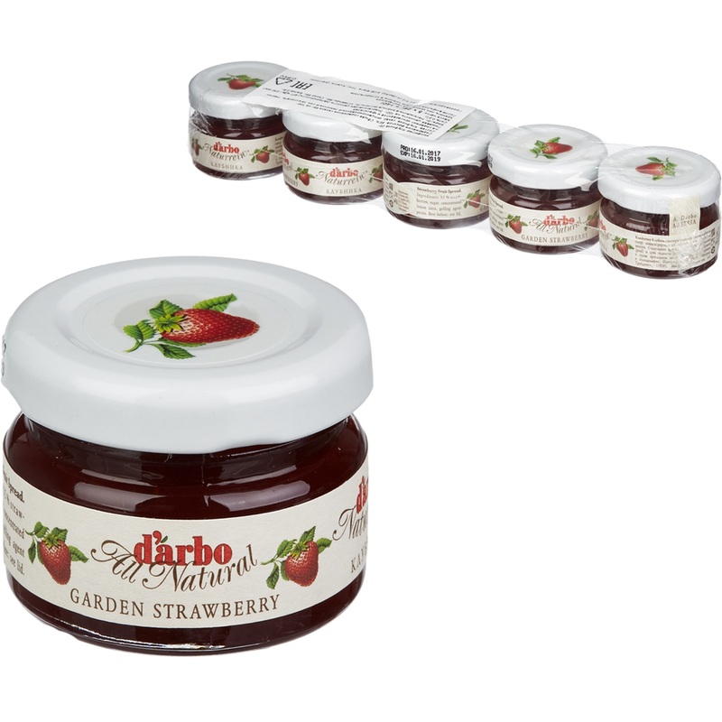 Изображение товара Конфитюр порционный Darbo клубника 28 г 5 штук в упаковке натуральный и ароматный