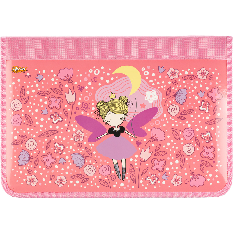 Изображение товара Папка для труда Комус Класс Фея А4 с молнией из картона и полиэстера для девочек