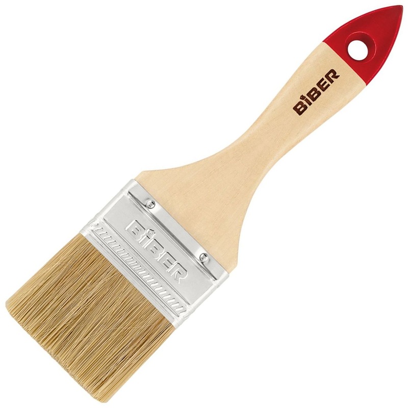 Изображение товара Кисть малярная плоская Бибер Эконом 31113 из натуральной щетины 50х9 мм с деревянной рукояткой (тов-001967)